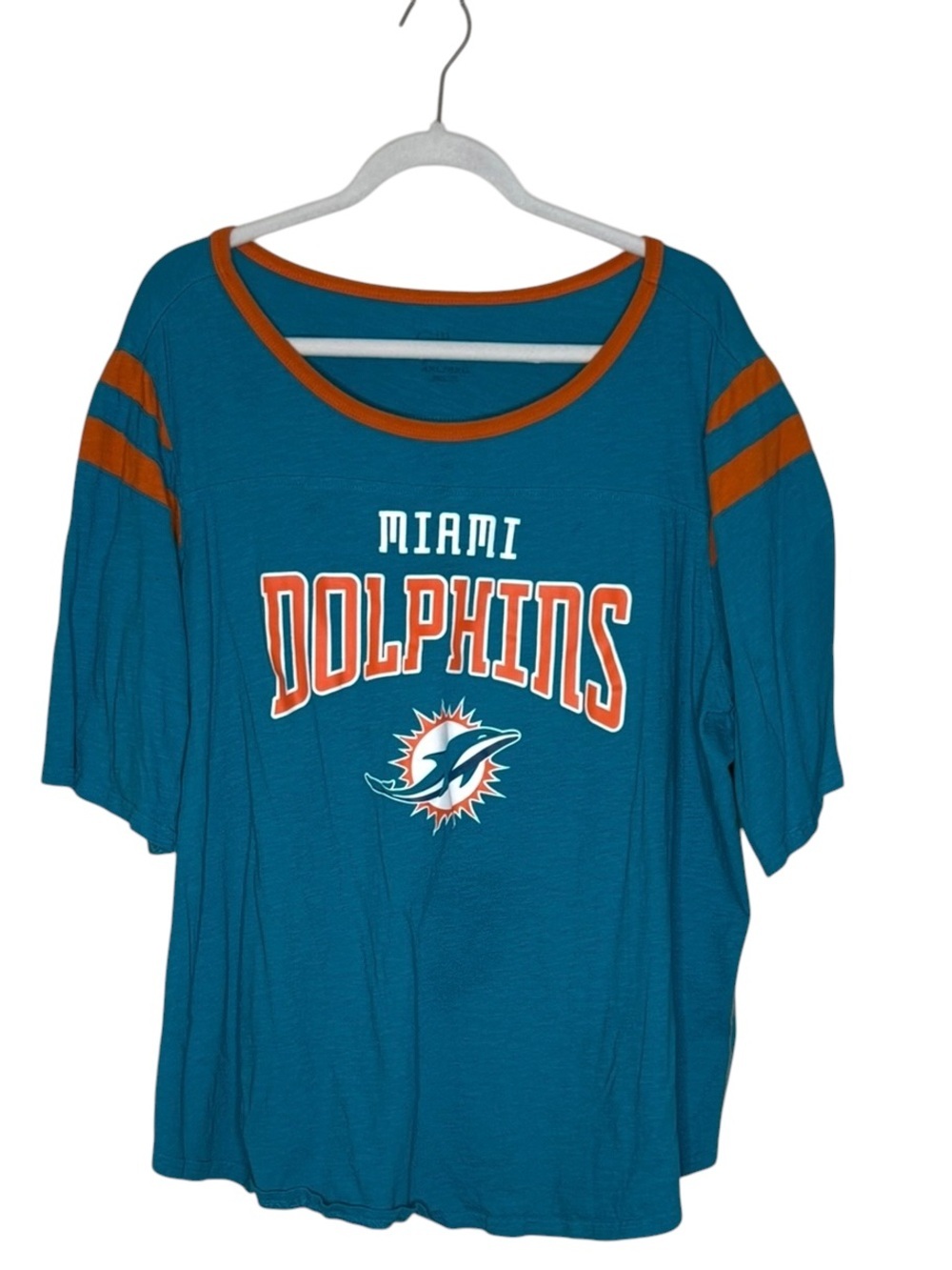 Miami Dolphins Logo NFL 100% Cotton Jersey Shirt 🏈 Football 🏈 4X Blue & Orange - Picture 3 of 7